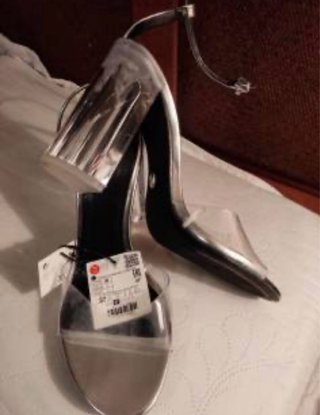 Sandalias Zara Tacón Transparente Talla 36