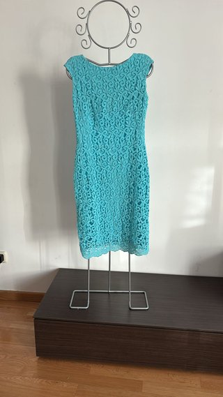 Vestido Lauren Ralph Lauren encaje turquesa