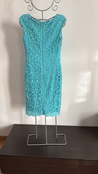 Vestido Lauren Ralph Lauren encaje turquesa