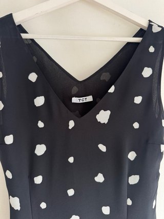 Vestido vintage TCT negro lunares blancos