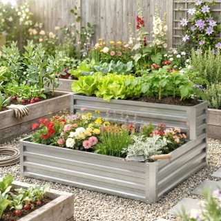 Jardinera Metálica Elevada Silver