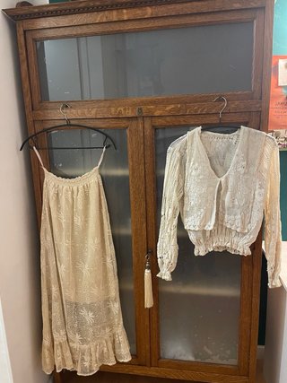 Conjunto encaje antiguo vintage falda y blusa