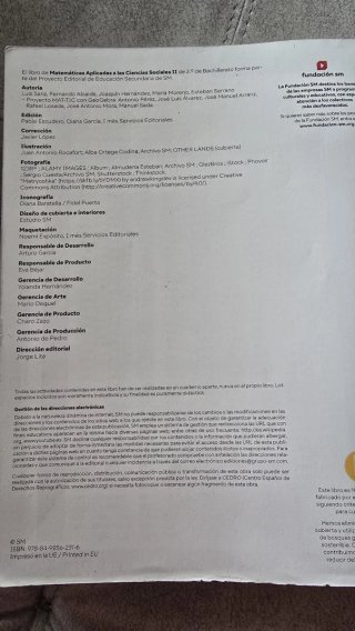 Libro matemáticas sociales 2 Bach