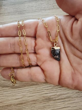 Collana acciaio con pendente diaspro