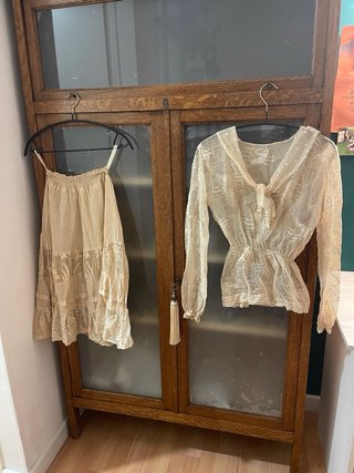 Conjunto vintage falda y blusa encaje antiguo