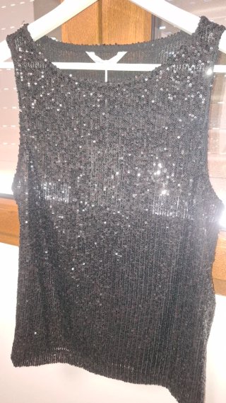 Top lentejuelas Springfield negro