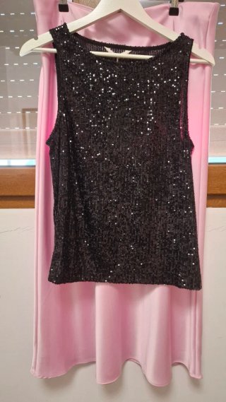 Top lentejuelas Springfield negro