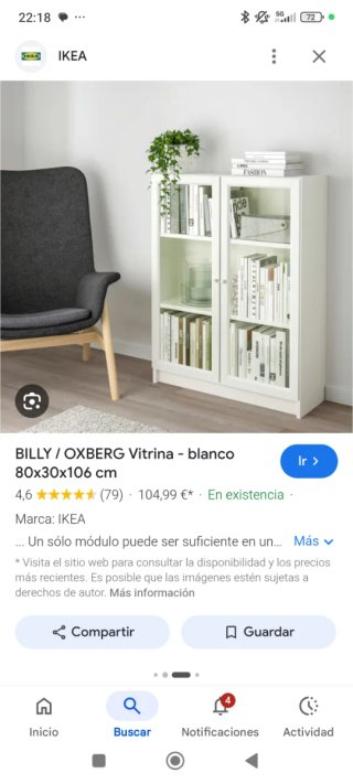 Estantería Billy baja con puertas de cristal