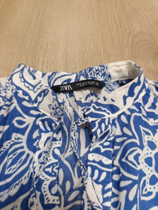 Vestido Zara Estampado Azul y Blanco