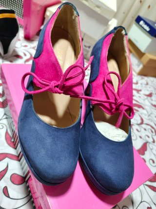 Zapatos y Bolso José Illana Azul/Rosa