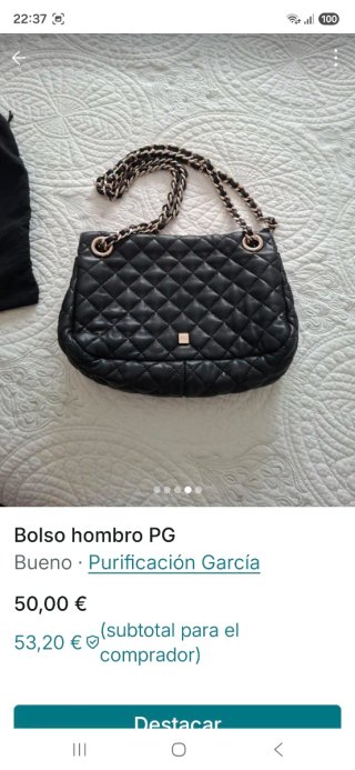 Bolso PG negro con cadena dorada