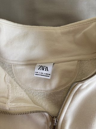 Jersey Zara Beige Cuello Alto Cremallera Talla L
