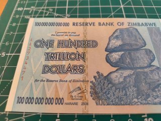 Billete 100 Trillones Dólares Zimbabwe