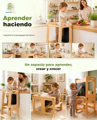 ★ Torre di Apprendimento Montessori in Legno Naturale