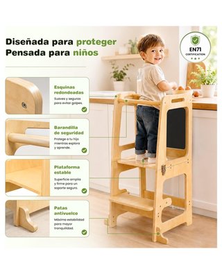 ★ Torre di Apprendimento Montessori in Legno Naturale