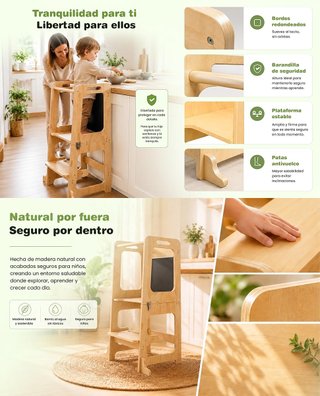 ★ Torre di Apprendimento Montessori in Legno Naturale