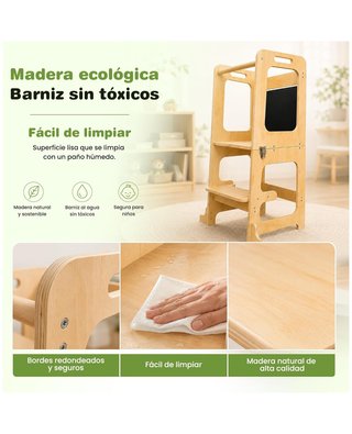 ★ Torre di Apprendimento Montessori in Legno Naturale