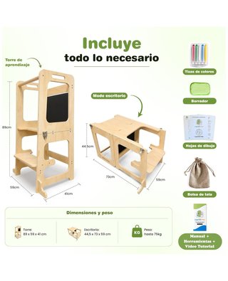 ★ Torre di Apprendimento Montessori in Legno Naturale