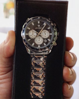 Reloj Negro Hombre Cronografo Cuarzo 44mm