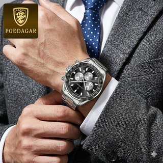 Reloj Negro Hombre Cronografo Cuarzo 44mm