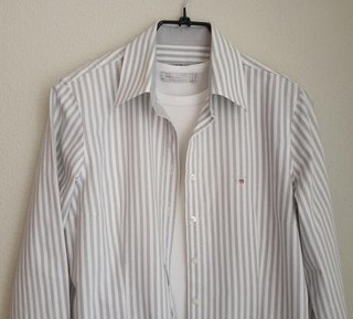 Camisa GANT Rayas Gris y Blanca
