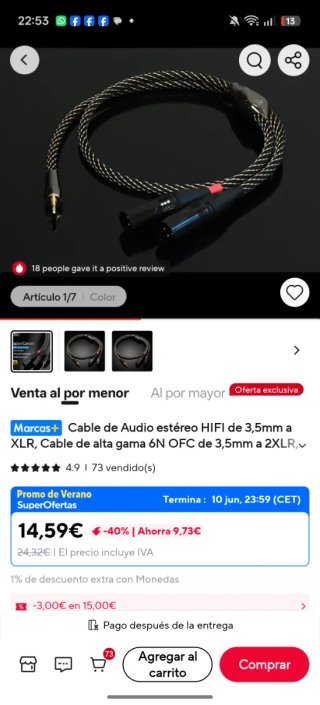 Pack Cables Sonido XLR 3.5mm y RCA