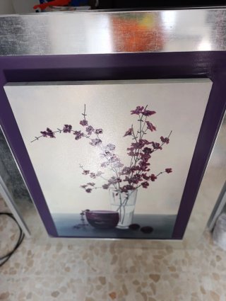 Pack de dos cuadros floral morado y plateado