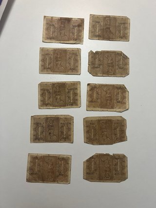 10 Banconote Italia 1 Lira Regno d'Italia