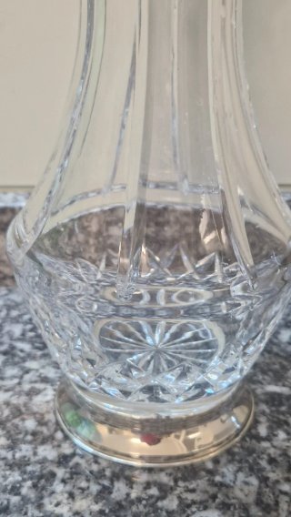 Jarrón cristal base plata ley