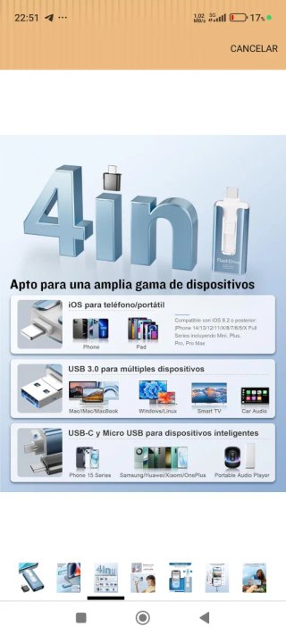 USB 4 en 1, 256GB Nuevo