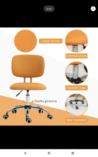 Silla de oficina naranja y plateada