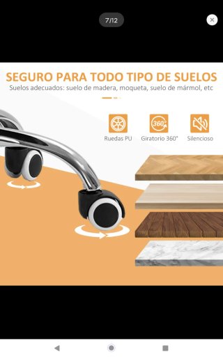 Silla de oficina naranja y plateada