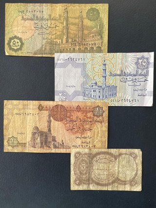 Lote 4 billetes Egipto