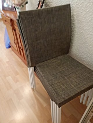 Mesa comedor cristal y aluminio + 4 sillas