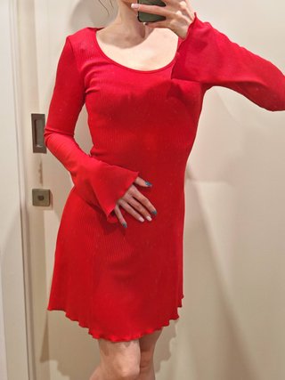 Vestido rojo canalé VOVK Talla S