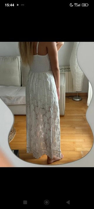 Vestido Mosnova blanco encaje
