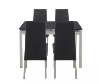 Mesa cristal negro y 4 sillas metal