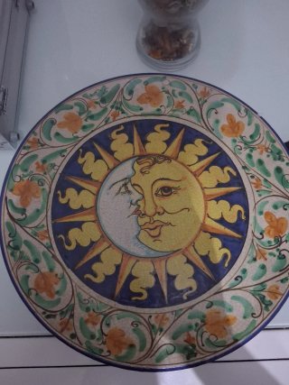 Piatto ceramica Caltagirone Sole e Luna