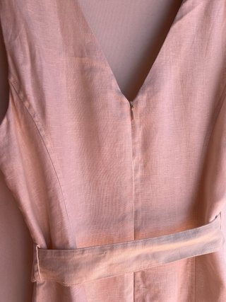 Vestido Mango Lino Beige Midi