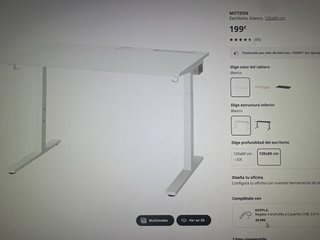 Mesa de oficina blanca 80x120 ikea MITTZON, KOPPLA