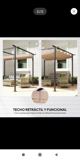 Pérgola Cenador Jardín 3x3 Gris