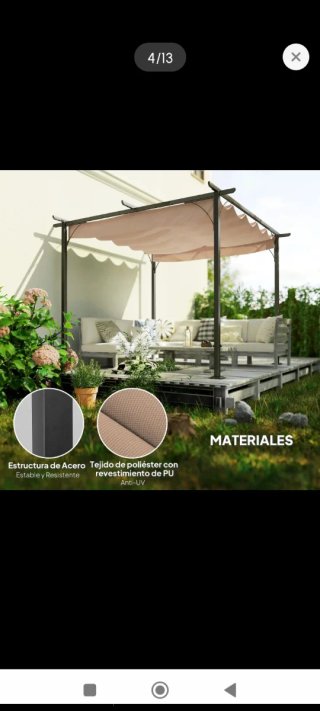 Pérgola Cenador Jardín Retráctil 3x3