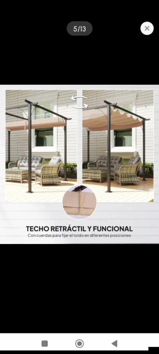 Pérgola Cenador Jardín Retráctil 3x3