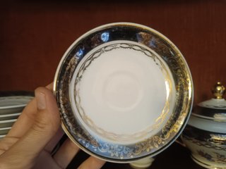 Juego de café porcelana oro y blanco