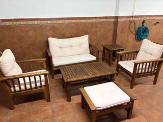Conjunto Muebles Jardín Madera con cojines