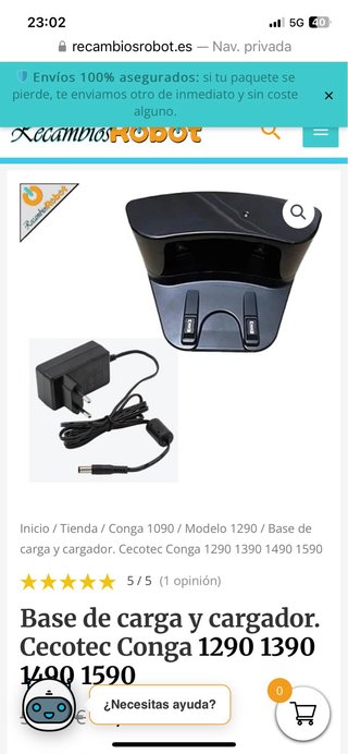 Base Carga y Cargador Cecotec Conga 1490