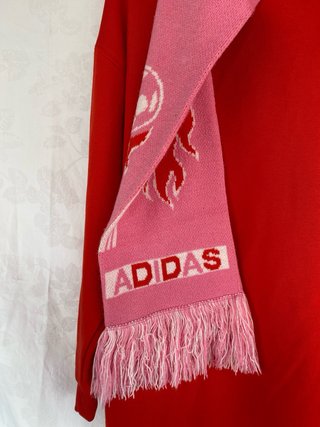 Felpa adidas donna rossa con sciarpa integrata