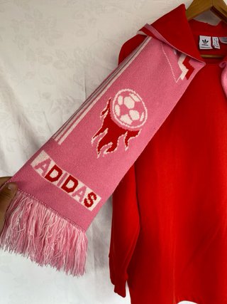 Felpa adidas donna rossa con sciarpa integrata