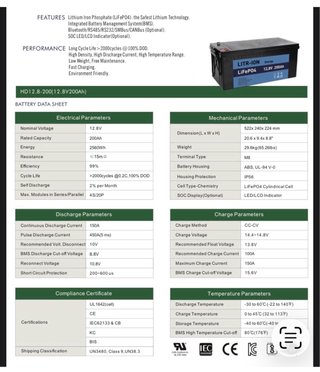 Batería Litio LiFePO4 12.8V 200Ah LITR-ION