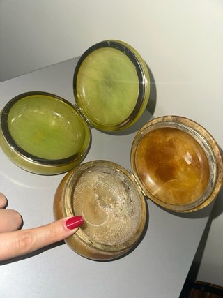 Coppia portagioie vintage alabastro